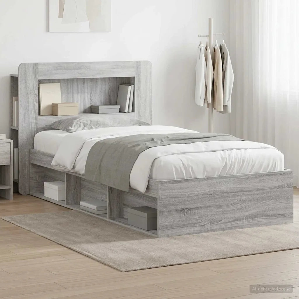 Telaio del letto con storage Sonoma grigio 75 x 190 cm