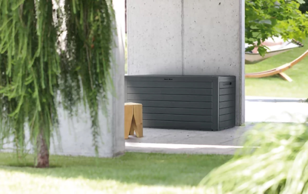 Baule da Giardino Impermeabile, Contenitore da Esterno con Maniglie, 280 L, Effetto Legno,Antracide