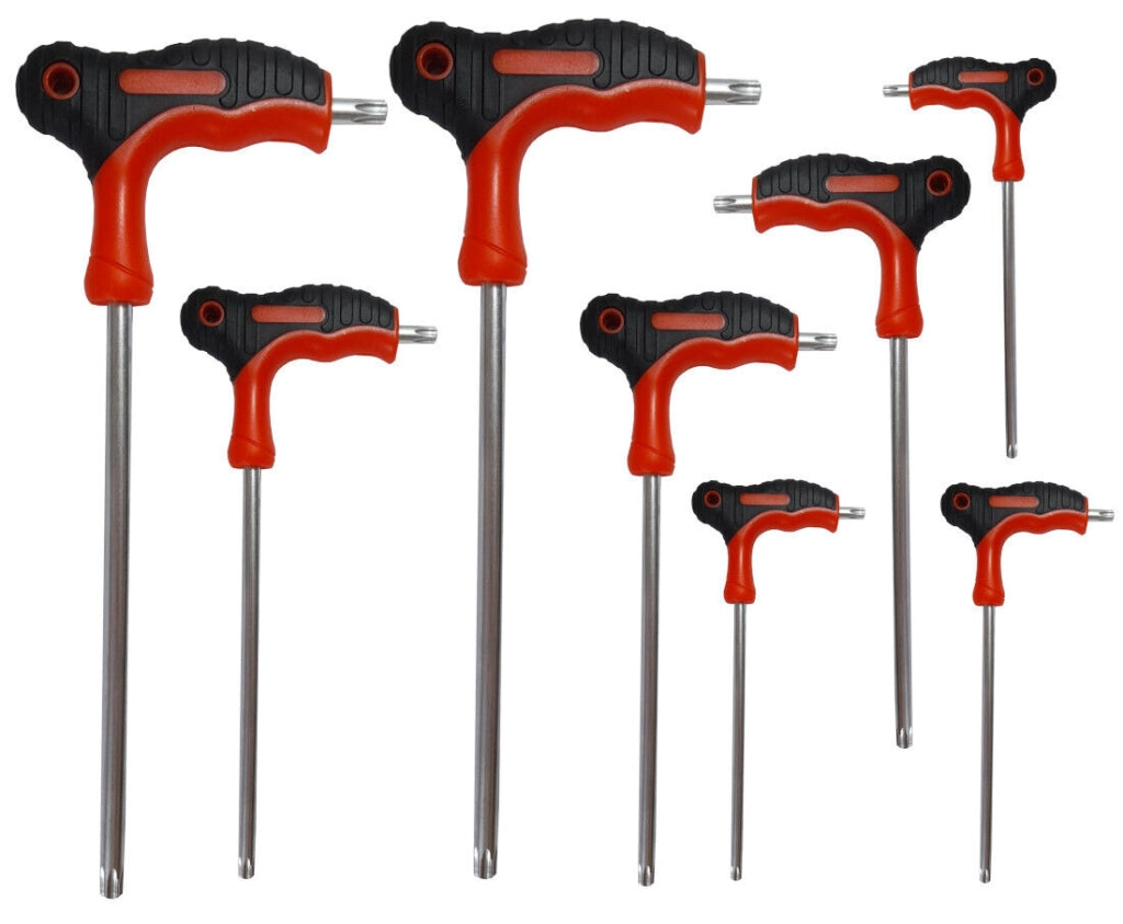 SET 8 CHIAVI TORX LUNGHE IMPUGNATURA A T CHIAVE CACCIAVITI PUNTA STELLA 9602