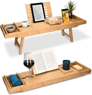 Pannello di legno per vasca da bagno, tavola da colazione, tavolo da esterno, tavolo da libri, vassoio per bicchieri da vino, tavolo da bagno e camera da letto, realizzato in legno bianco.