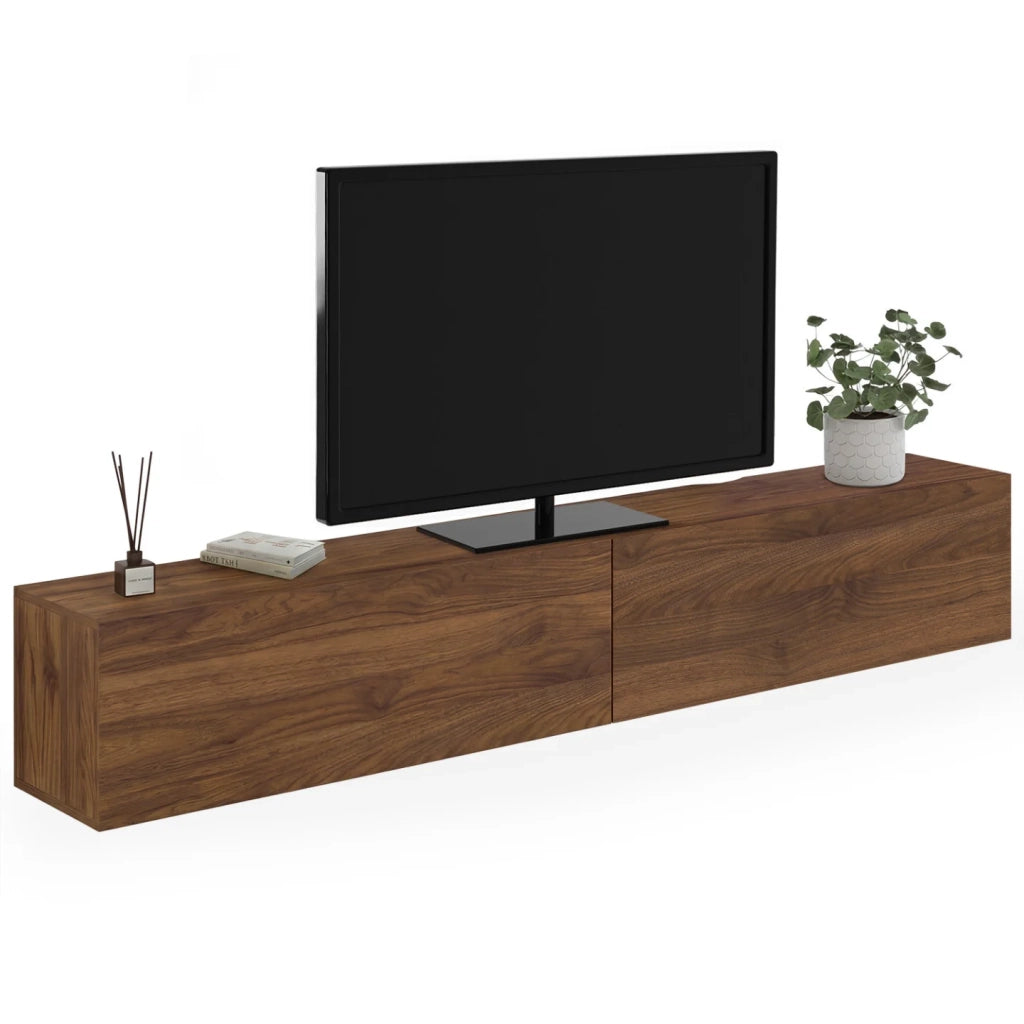 IDMarket - Mobile TV sospeso ELIO 180 cm con 2 ante in legno effetto noce