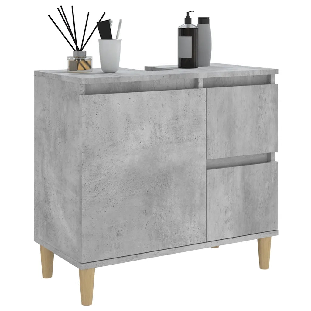 Armadietto da Bagno | Armadio da bagno Grigio Cemento 65x33x60cm Legno Multistrato