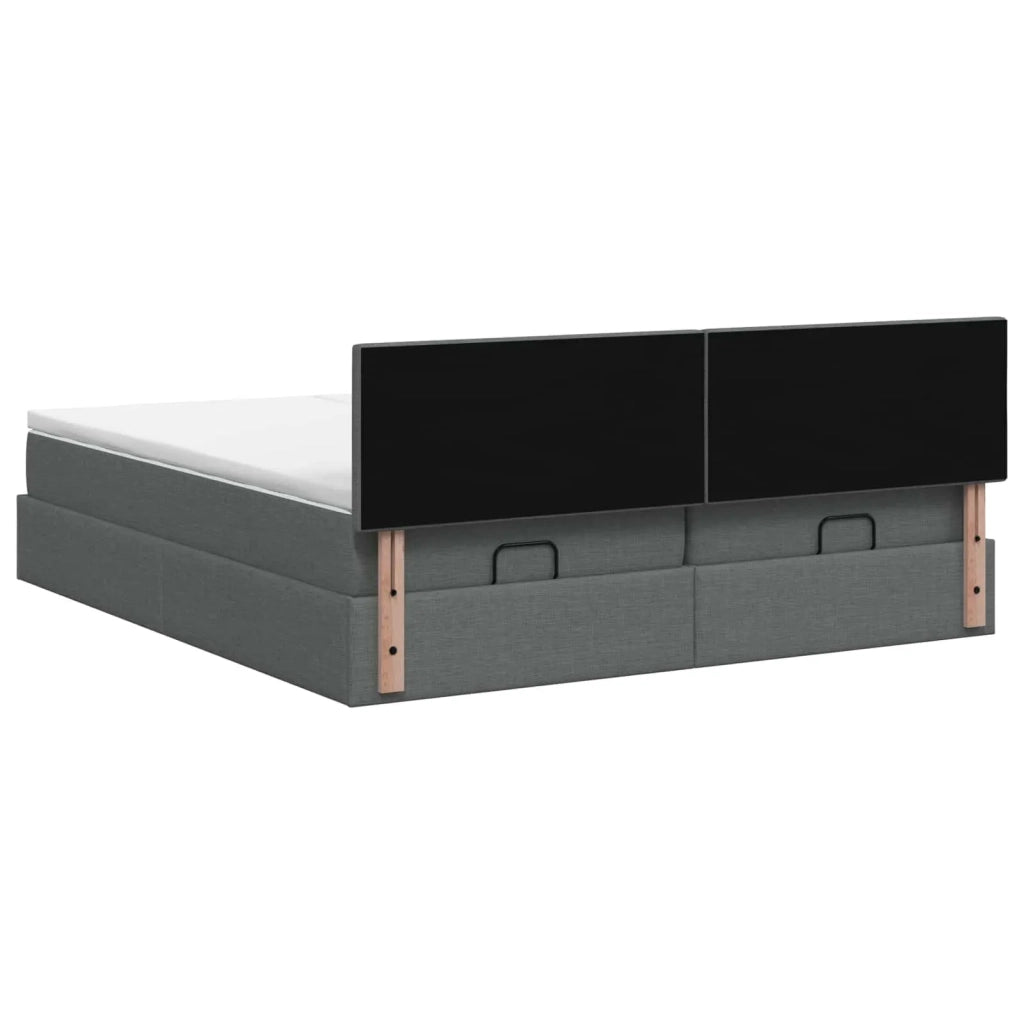 Letto Ottomano con Materasso e LED Grigio Scuro 160 x 200 cm 3457288