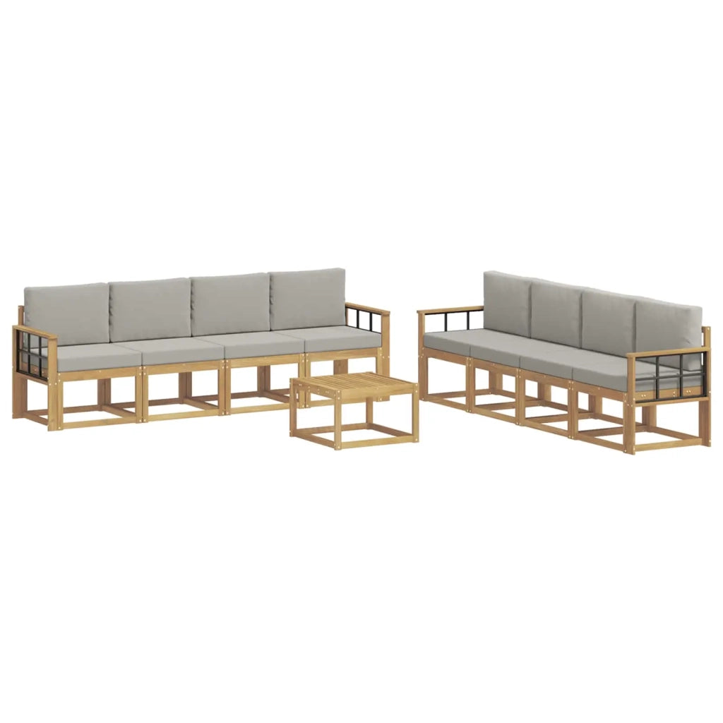 Set di divani da esterno 9 pcs Bianco e Grigio Chiaro 3387430