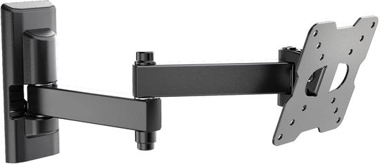 Sistema di Supporto per Schermo Full Motion 100, braccio per schermo a parete con doppia rotazione, adatto a schermi piani da 14" a 25", fissaggio VESA 50-75-100, carico massimo 17 kg, Made in Italy, nero