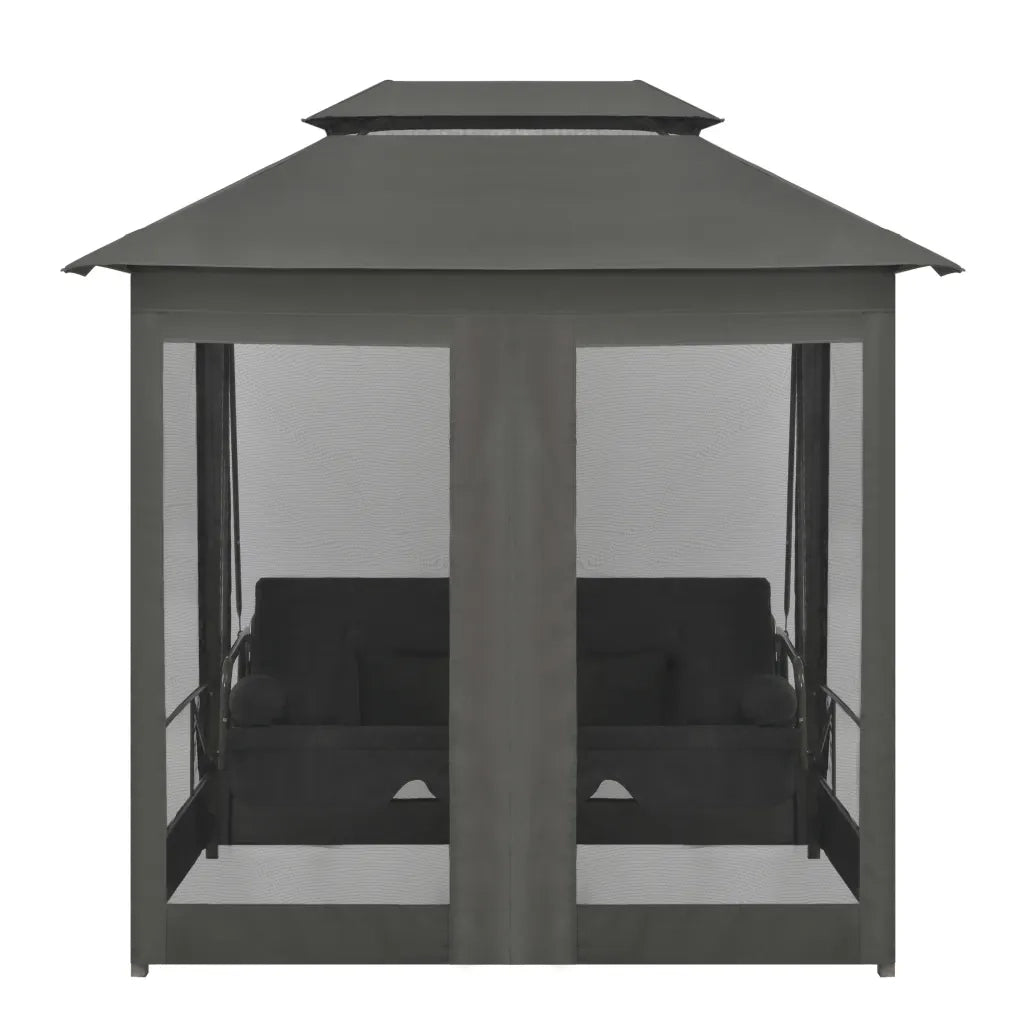 Panchina a Dondolo Baldacchino Antracite 220x160x240 cm Acciaio cod mxl 43326