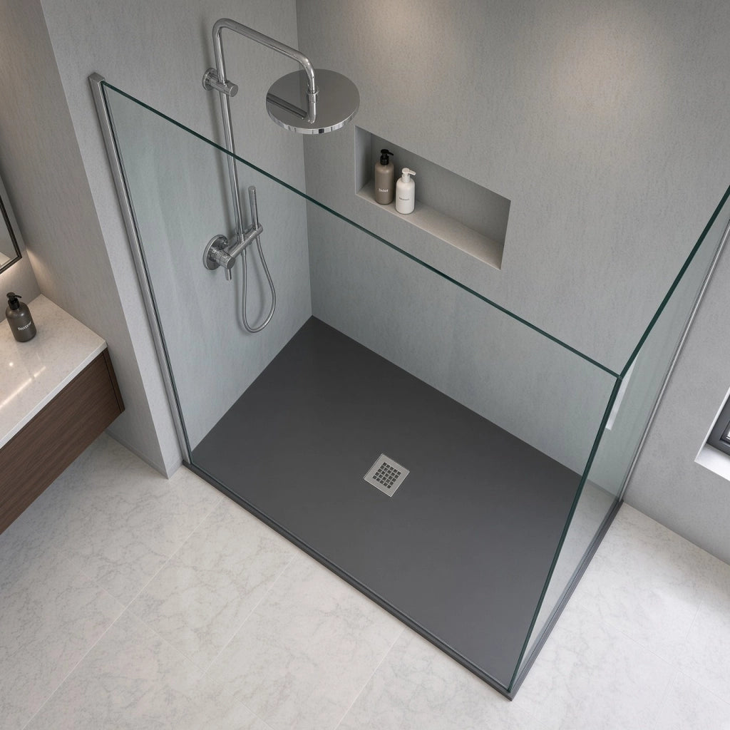 Piatto doccia rettangolare 90x180 cm effetto pietra marmoresina STONE Nero Grafite FRANCIA