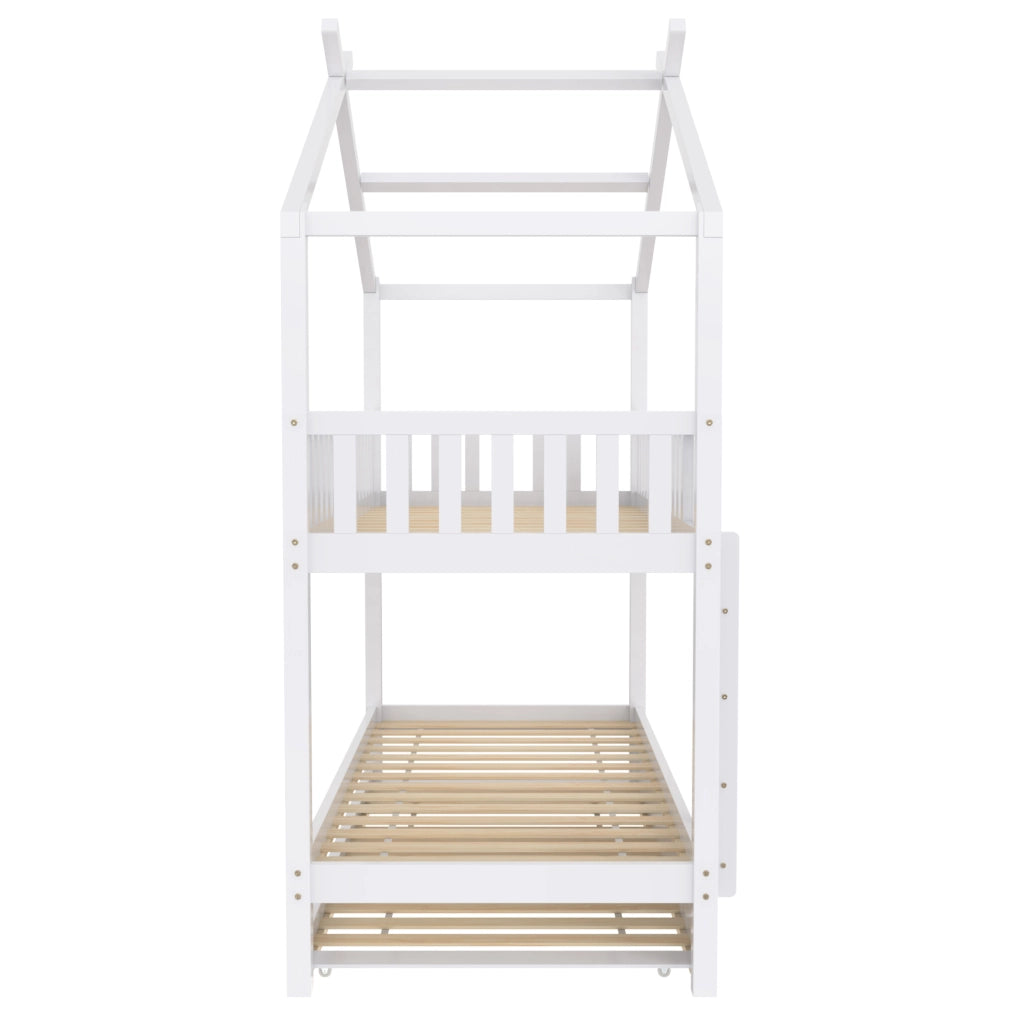 Letto a castello trasformabile in 3 letti singoli 90x200 cm in legno di pino bianco