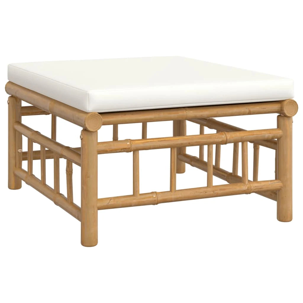 Set di mobili da giardino per esterni 4 pezzi con cuscini bambù bianco crema 02_0016087