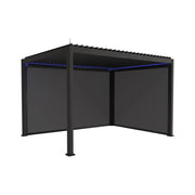 Pergola bioclimatica 3x4m in alluminio led + tenda 3m + tenda 4m,