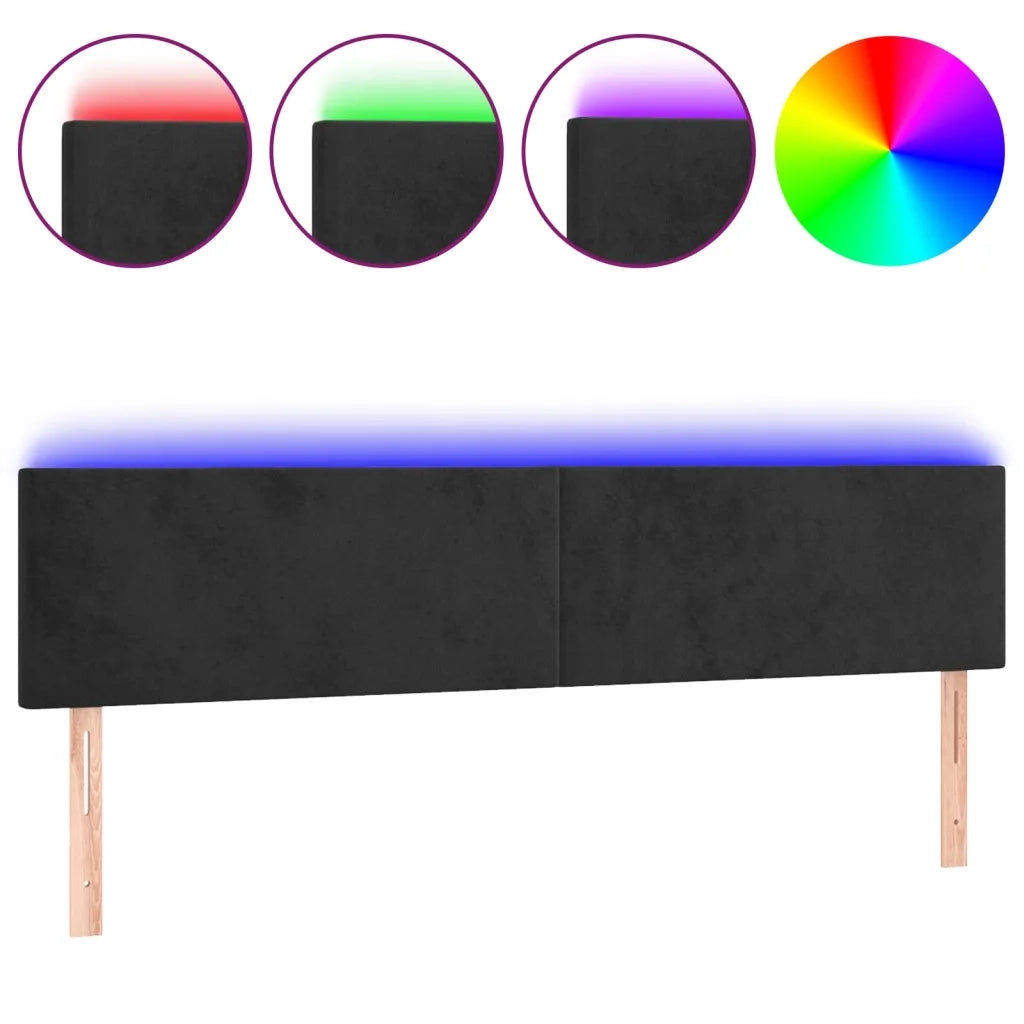 Testiera | Testata a LED Nera 180x5x78/88 cm in Velluto