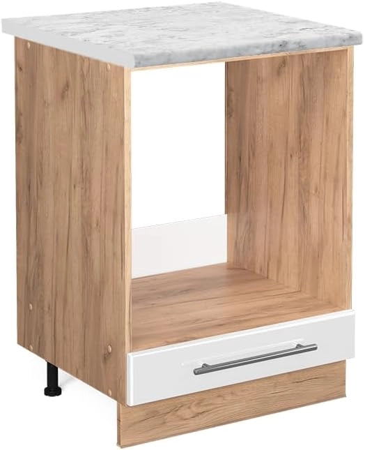 Mobile per forno da incasso Fame-Line, Bianco lucido, 60 cm, PL Marmo, per la combinazione con altri moduli della serie Fame-Line