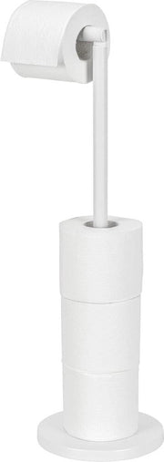 Sostegno per carta igienica in posizione verticale - con supporto integrato - in acciaio verniciato - 21 x 55 x 17 cm - bianco