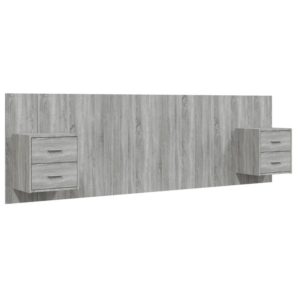 Testiera Letto con Comodini-Testiera con Contenitore in Legno Multistrato Grigio Sonoma 812394