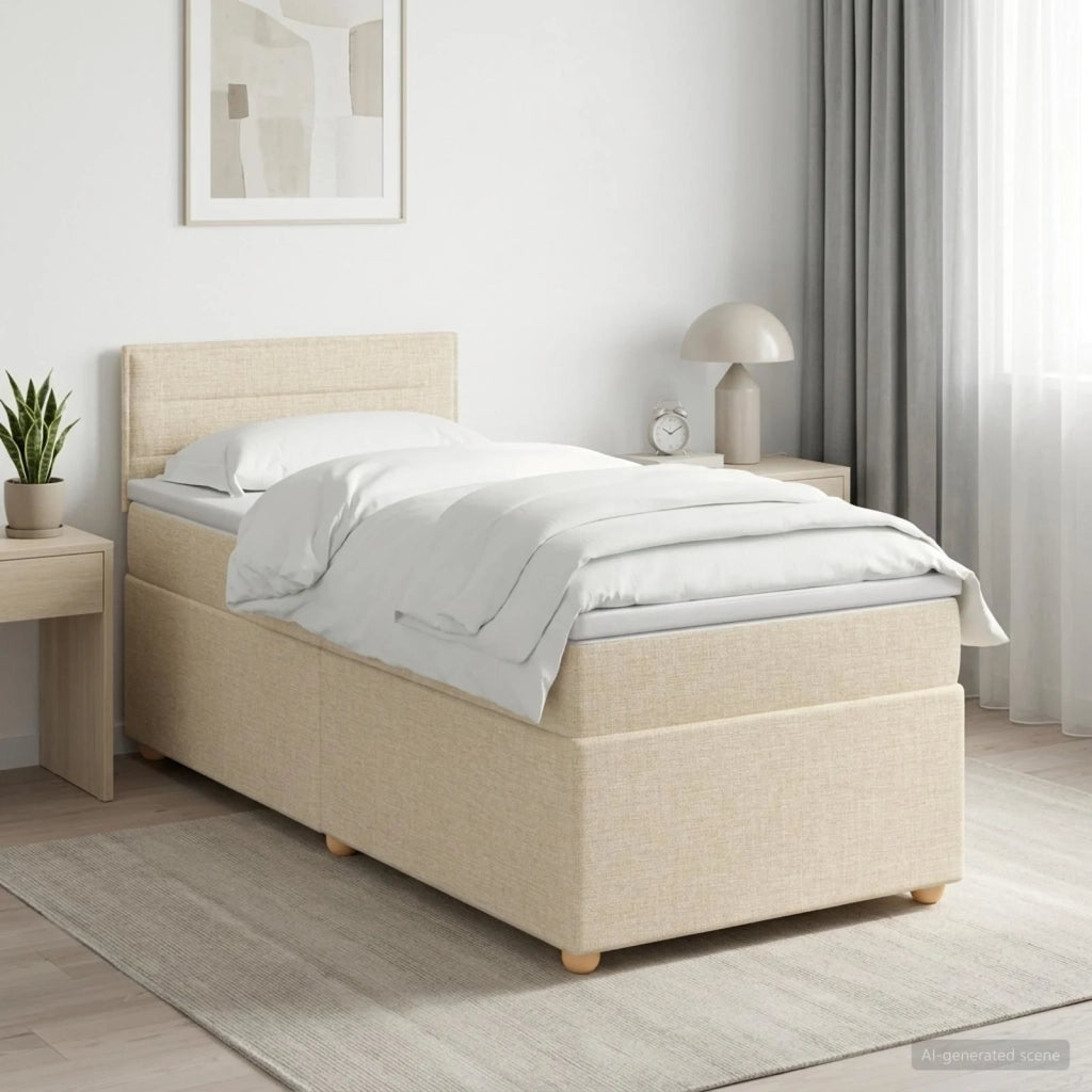 Letto box spring con materasso Crema 80 x 200 cm Tessuto 3452287