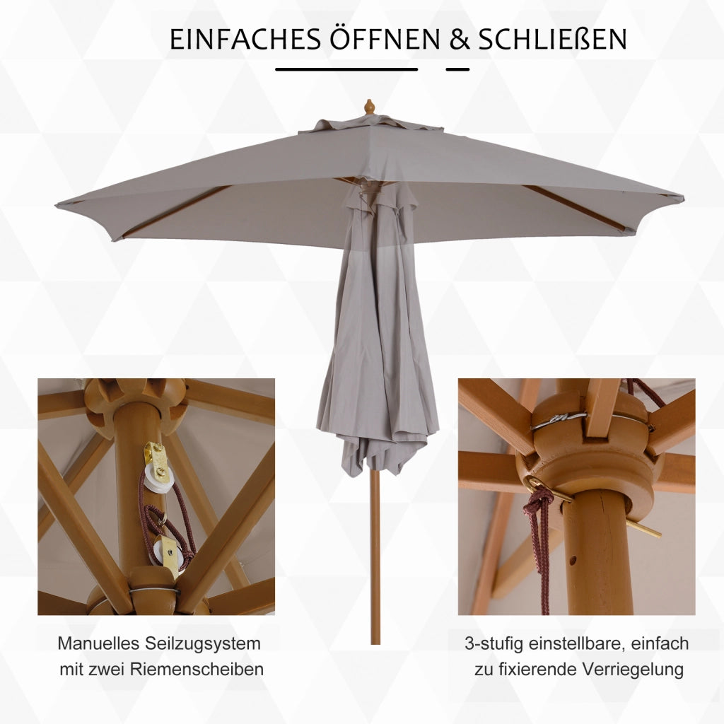 Ombrellone da giardino ¨C zephmum ¨C 250 cm grigio in bamb¨´