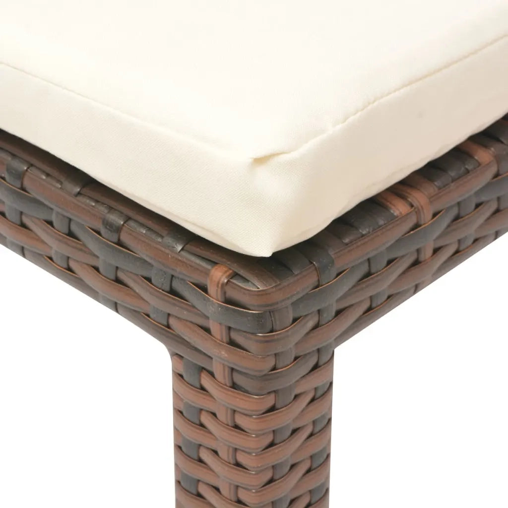 Lettino Prendisole con Cuscino in Polyrattan Marrone 42845