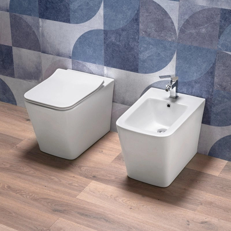 Sanitari Squadrati Filomuro Wc Rimless Bidet e Copriwc Softclose