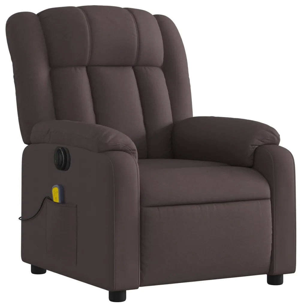 Poltrona Massaggio Reclinabile Elettrica Marrone Scuro Tessuto 3205309