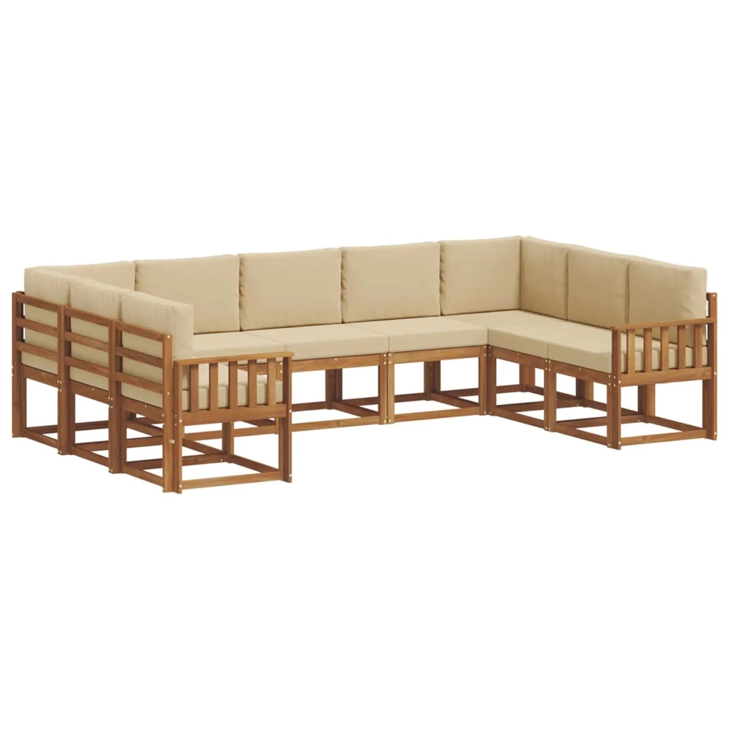 Set di divani da esterno con cuscino 9 pcs Naturale e Beige