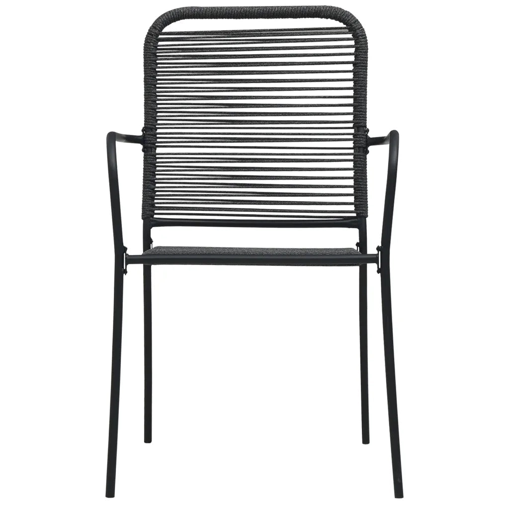 Set da Pranzo da Esterni 3 pz in Corda di Cotone e Acciaio Nero cod mxl 44497