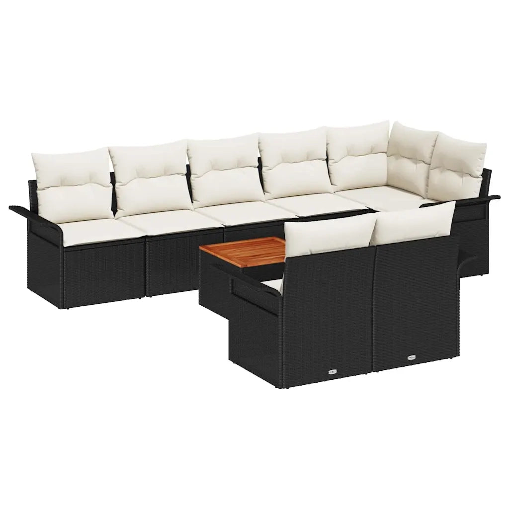Set Divano da Giardino 9 pcs Nero e Crema polyrattan 3356010