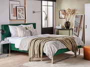 Letto Imbottito Velluto Verde Super King Size 180 x 200 cm Testiera Verde Gamba Argento Glam