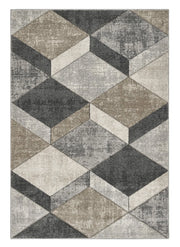 Tappeto FUNNY F8521 grigio beige cm.140x200 moderno optical effetto 3D