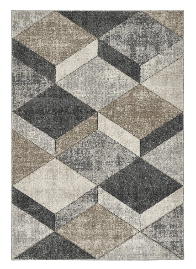 Tappeto FUNNY F8521 grigio beige cm.140x200 moderno optical effetto 3D