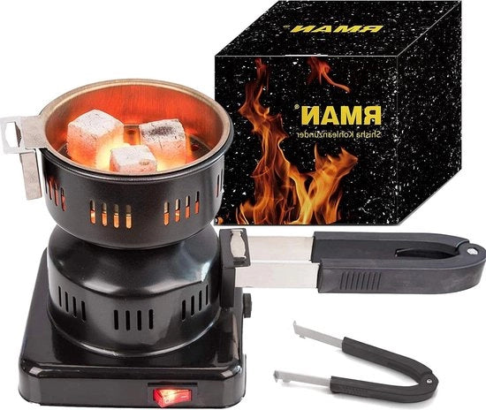 Aparato di Accensione a Carbone 600W - Manopola Rimosibile - Cassa a Carbone - Sicurezza Antiscorretta - Attacco a Carbone Chicha - Accessori per Narghile
