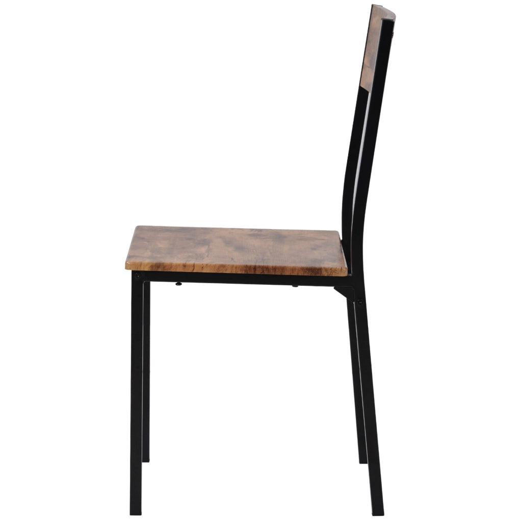 Gruppo pranzo con tavolo e 4 sedie 108x65 cm; pannello truciolare e metallo; marrone
