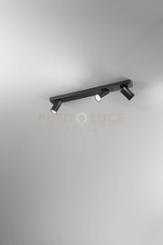 Plafoniera in alluminio colore nero Oddy 3 luci attacco GU10  orientabile d.6cm
