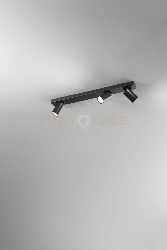 Plafoniera in alluminio colore nero Oddy 3 luci attacco GU10  orientabile d.6cm
