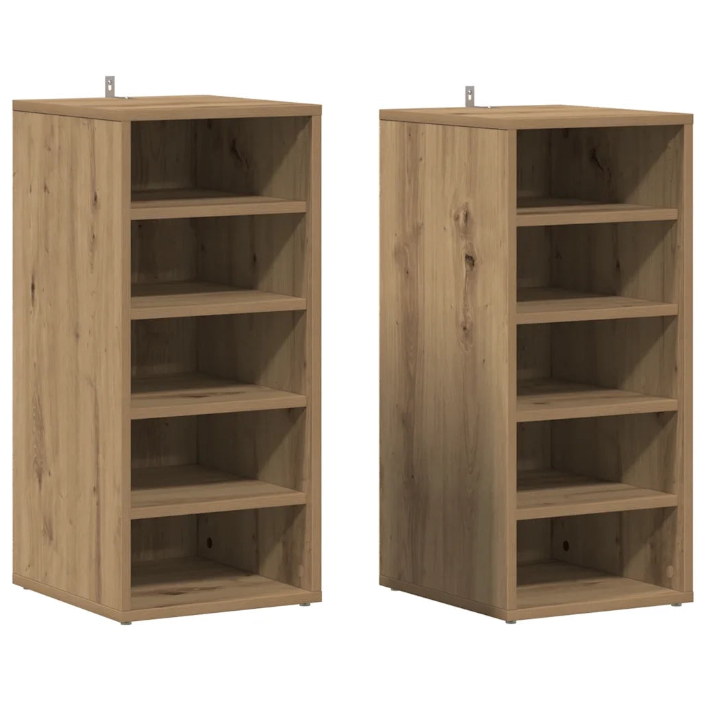 Scarpiere 2 pz-Set di 2 Scaffale per scarpe Rovere Artigianale 32x35x70 cm in Truciolato 755990