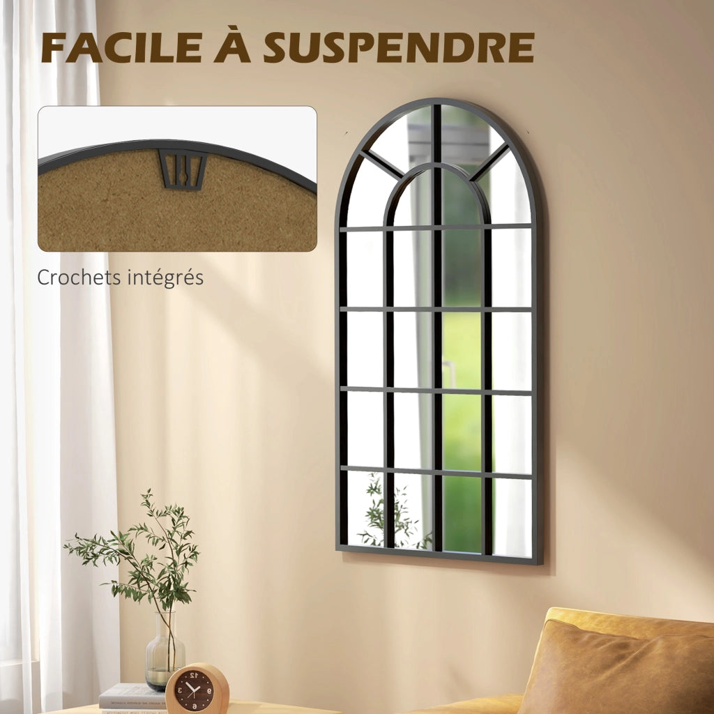 Specchio a parete stile industriale con arco in metallo ¨C zephmum ¨C 110x65 cm nero