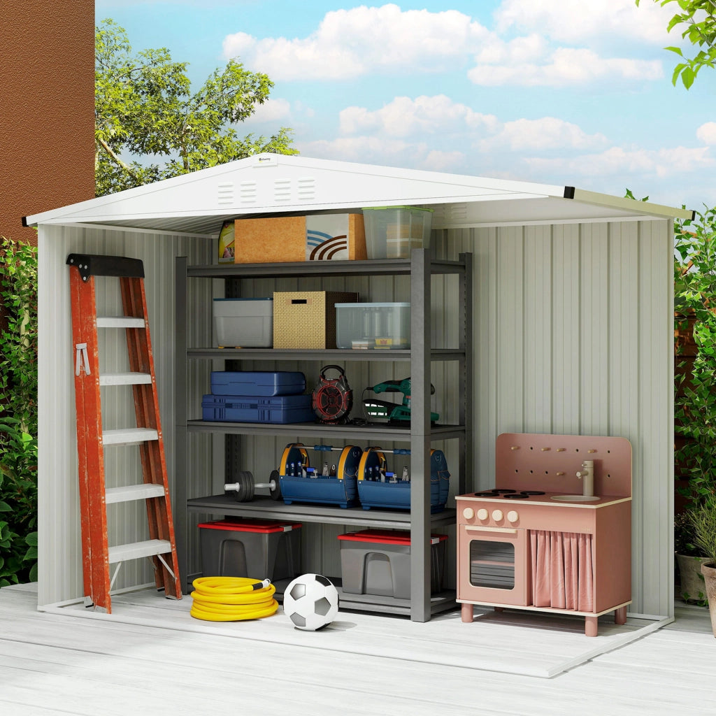 Capanno Porta Attrezzi Giardino ¨C Xylo ¨C Acciaio Zincato Grigio Chiaro 246x117x180cm