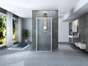 Box doccia Cristallo 6 mm - 3 lati due fissi piu' porta scorrevole Trasparente - Misura: 80 x 130 x 80 x h190 cm 