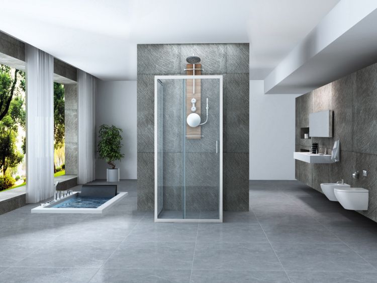 Box doccia Cristallo 6 mm - 3 lati due fissi piu' porta scorrevole Trasparente - Misura: 80 x 130 x 80 x h190 cm 