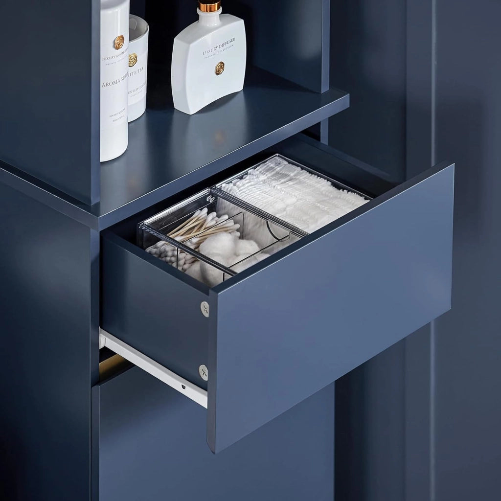 Mobile alto da bagno Mobile colonna bagno salvaspazio Armadio da terra Colore blu 35x30x170 cm BZR112-B