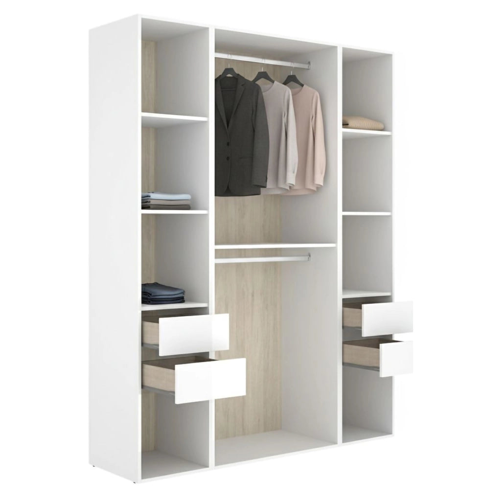 Armadio Camera da Letto Gardiner, Guardaroba Grande 7 Ripiani, 45x205h cm Bianco