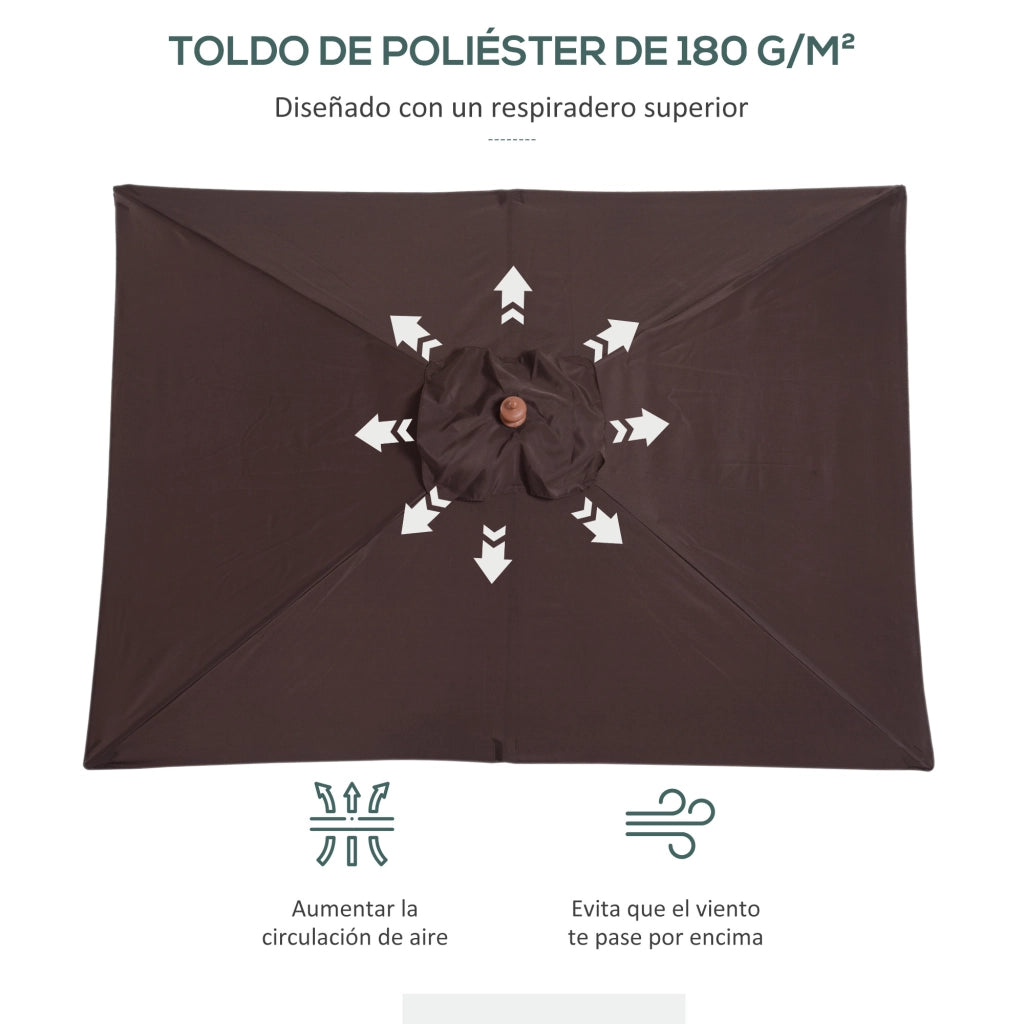 Ombrellone da Giardino Rettangolare Inclinabile ¨C zephmum ¨C Grigio 200x150x235 cm
