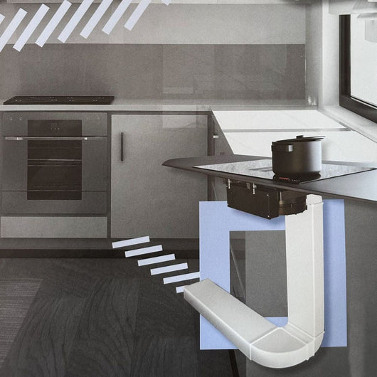 Kit standard per piano cottura con cappa integrata con uscita motore 220x90 mm.