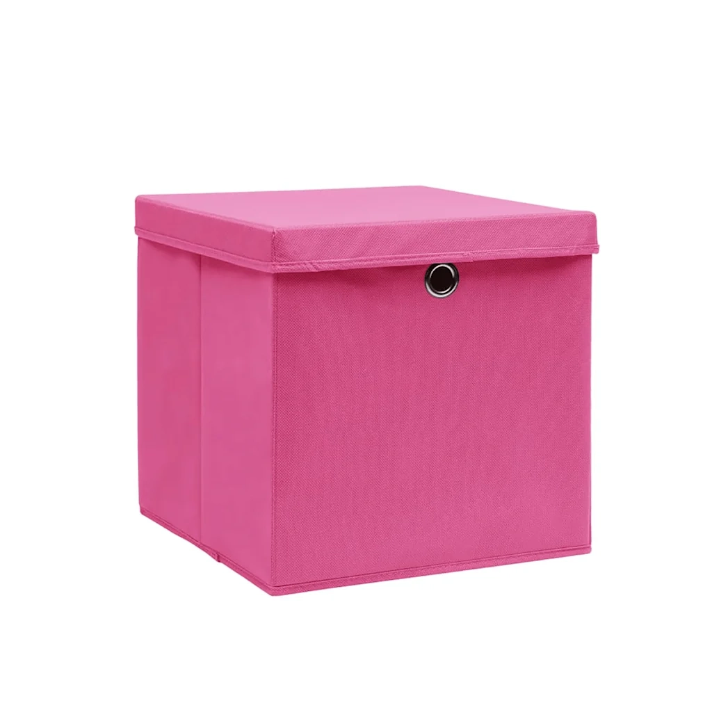 Contenitori con Coperchi 10 pz 28x28x28 cm Rosa CFW3925929