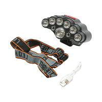 Lampada frontale con 9 LED, 4 modalità di illuminazione, ricaricabile tramite USB