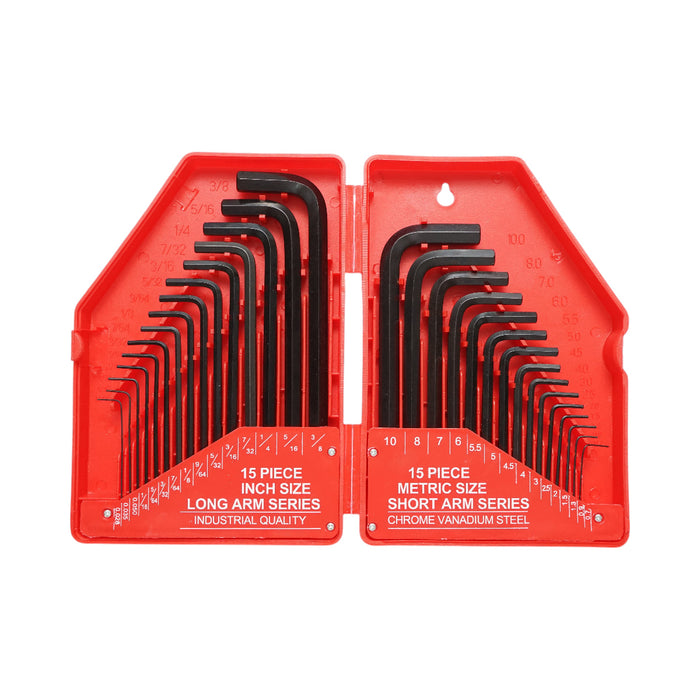 Set di 30 chiavi a brugola in cromo vanadio metriche e imperiali Breckner Germany