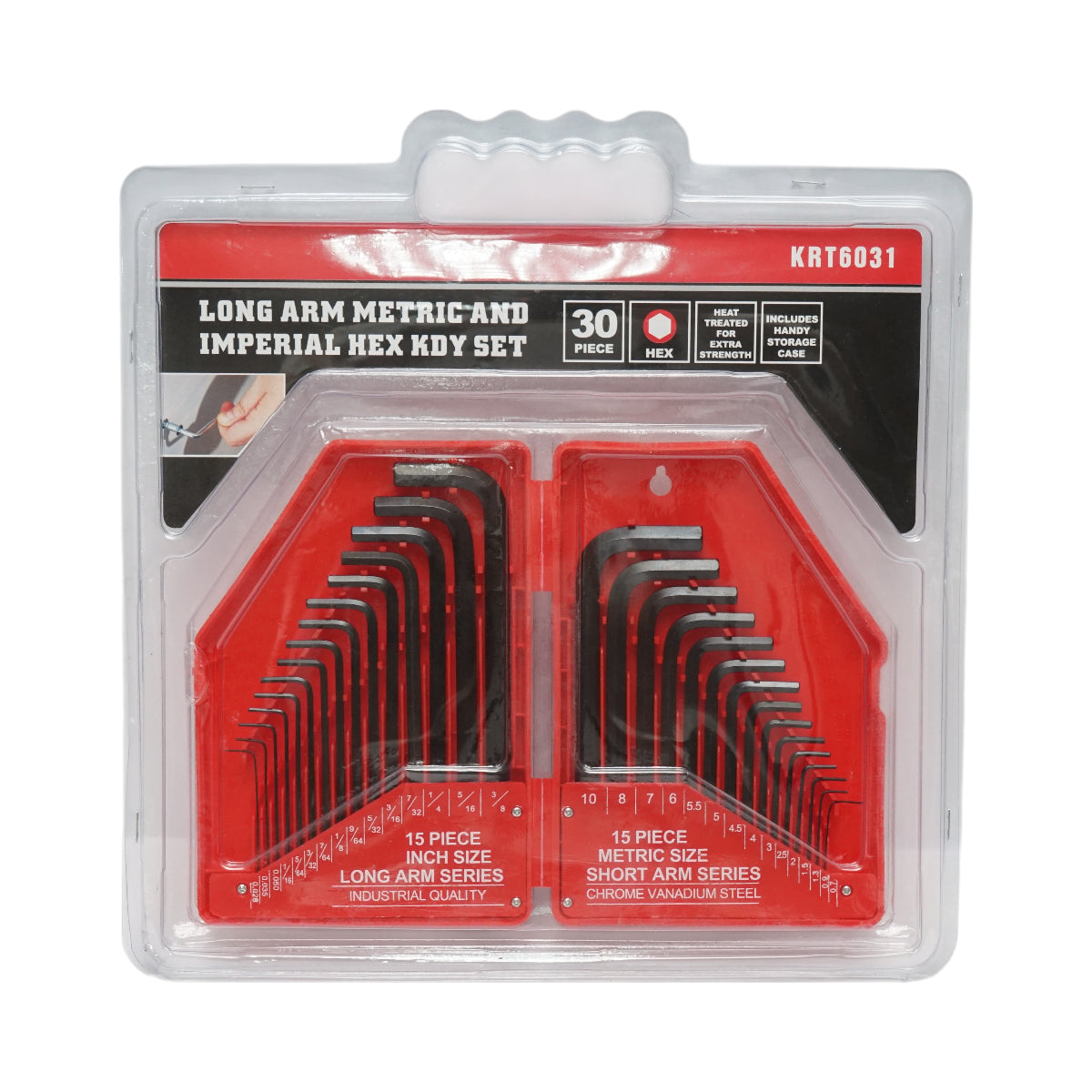 Set di 30 chiavi a brugola in cromo vanadio metriche e imperiali Breckner Germany