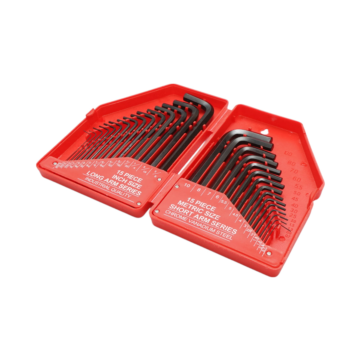 Set di 30 chiavi a brugola in cromo vanadio metriche e imperiali Breckner Germany