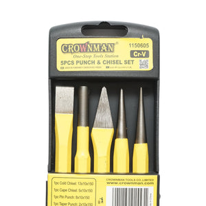 Set di 5 scalpelli e punte in acciaio Cr-V Crownman