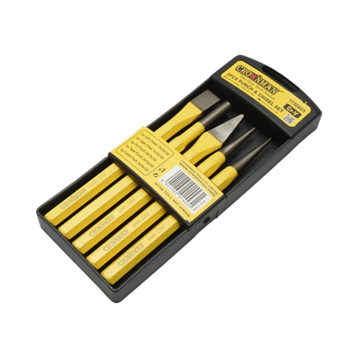 Set di 5 scalpelli e punte in acciaio Cr-V Crownman