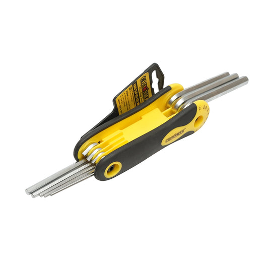 Set di 8 chiavi esagonali pieghevoli con impugnatura a coltello 2-8 mm Cr-V Crownman